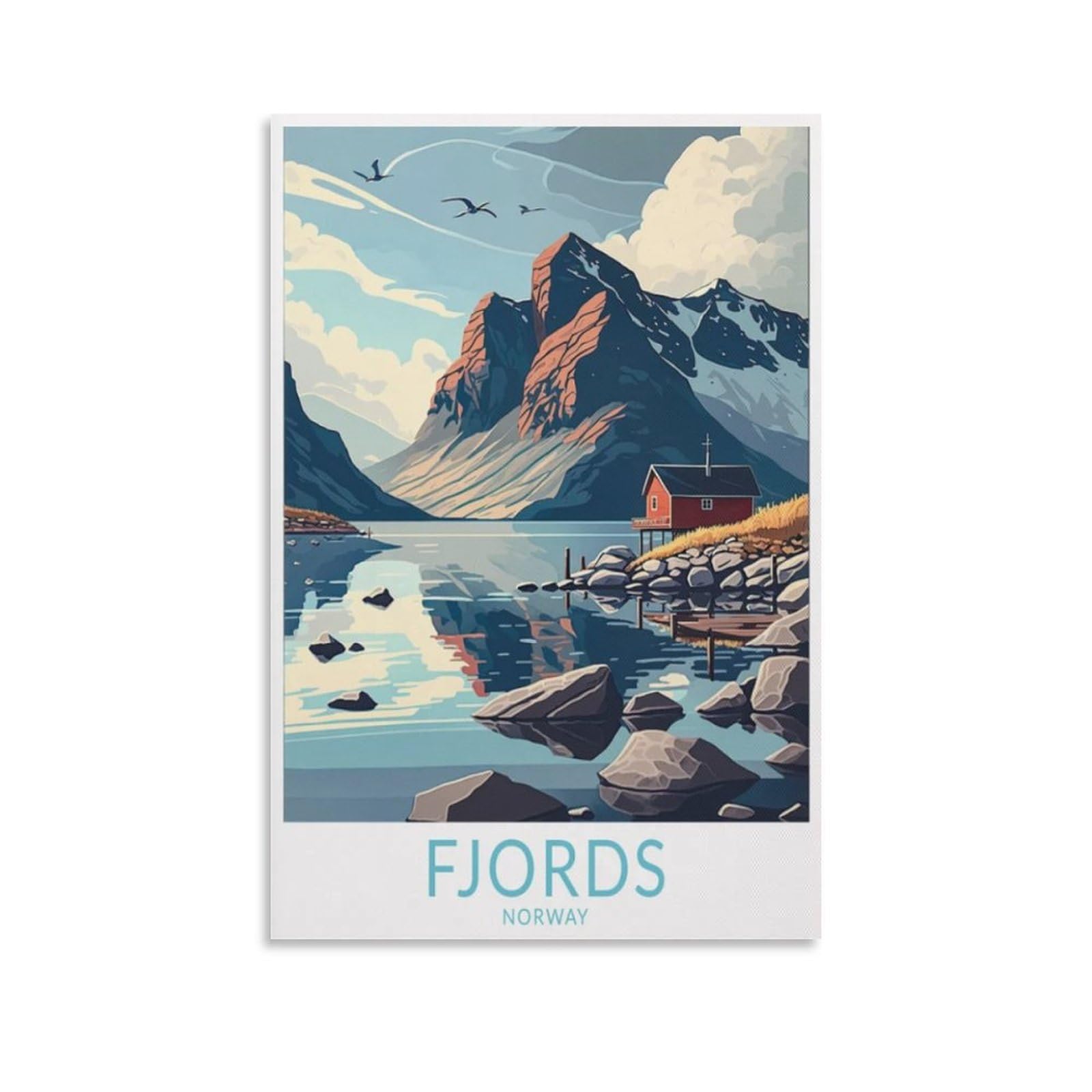 Orbana Unframe-Style Fjords Norway Vintage Travel Posters 12X18inch(30X45cm) Canvas Print For Living Room, Bedroom, Dorm, Home, Office Wall Decoration