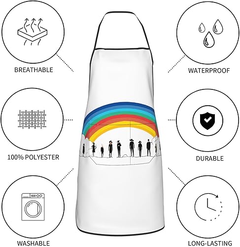 Miniatura 5 de Unisex Apron With Pocket, Small Rainbow Chef Apron For Cooking, Bbq & Crafts, Spillproof Kitchen Protection Bib With Large Utility Pocket For Adults