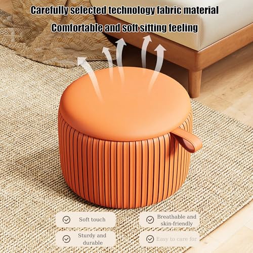 Pouf rond en cuir dans la chambre ou comme table basse - 5