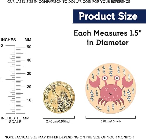 Miniatura 3 de REWIDPARTY Calcomanías motivacionales redondas de animales marinos, 8 diseños adorables para niños y profesores (500 por rollo)