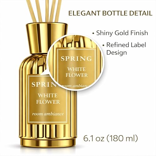 Miniatura 8 de SPRING Juego de difusor de varillas – Fragancia casera de lujo de larga duración | Fragancia fabricada en Francia | Aroma de flor blanca (Lirio,