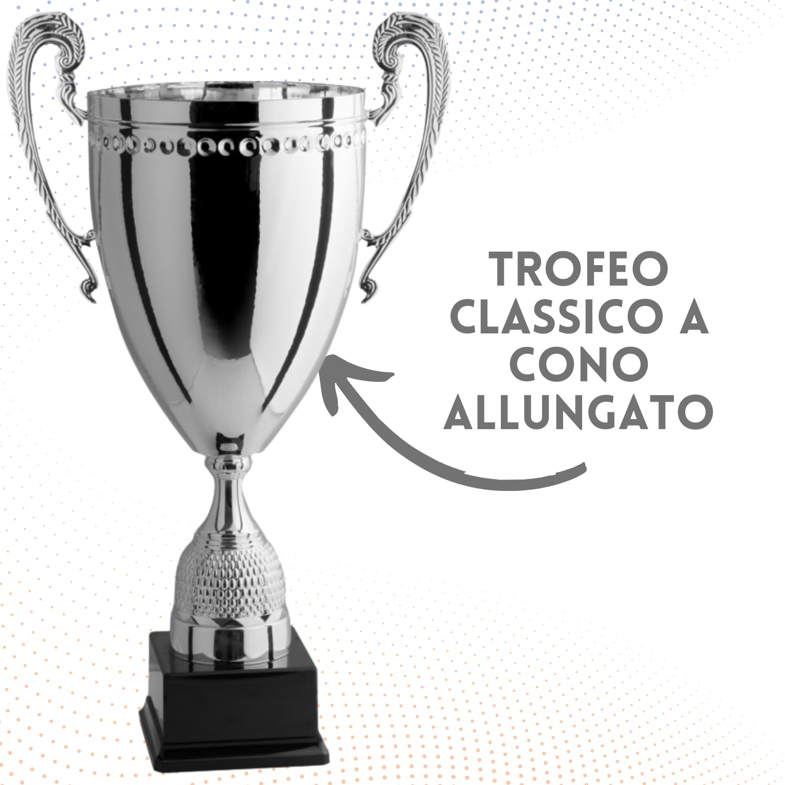 Coppa Trofeo Personalizzabile con Manici Classici in Metallo a Specchio Calcio, Fantacalcio, Tennis, Padel, Basket Premiazioni Sportive ed Eventi con Targhetta Personalizzata cod 1.161