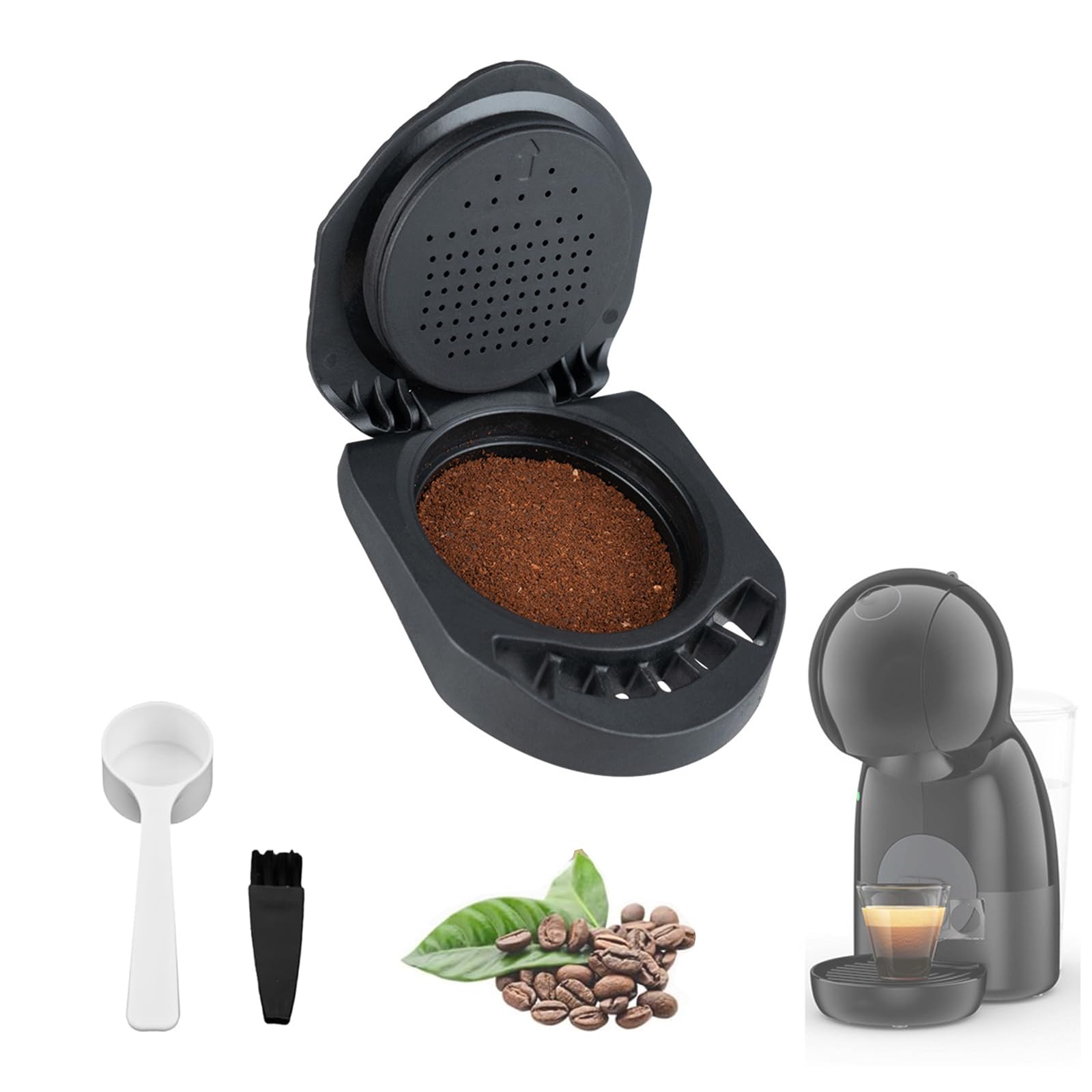Convertitore riutilizzabile per capsule di caffè, adattatore ricaricabile per capsule di caffè, compatibile con Dol*e Gu* a Piccolo XS/EDG 305/EDG 606. /EDG 466/Genio S/Mini Me (capsula Cup)