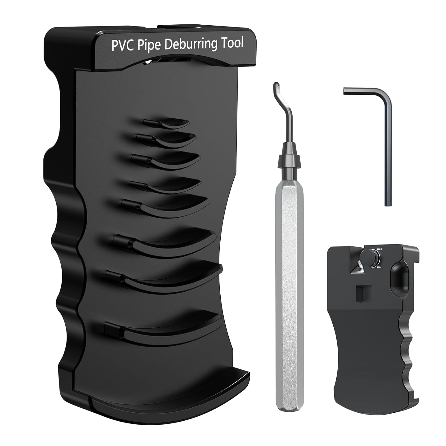 9-in-1 PVC Pipe Deburring Tool, Adjustable Chamfer Tool 0.5"–4", PVC Pipe Reamer, Plastic Pipe Deburr Tool for PVC CPVC ABS PP PE, Plumbing Chamfer Reamer Tool Set (Red)
