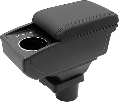 YJYWZH Car Armrest for Toyota Aqua Center Console, Black Stitches