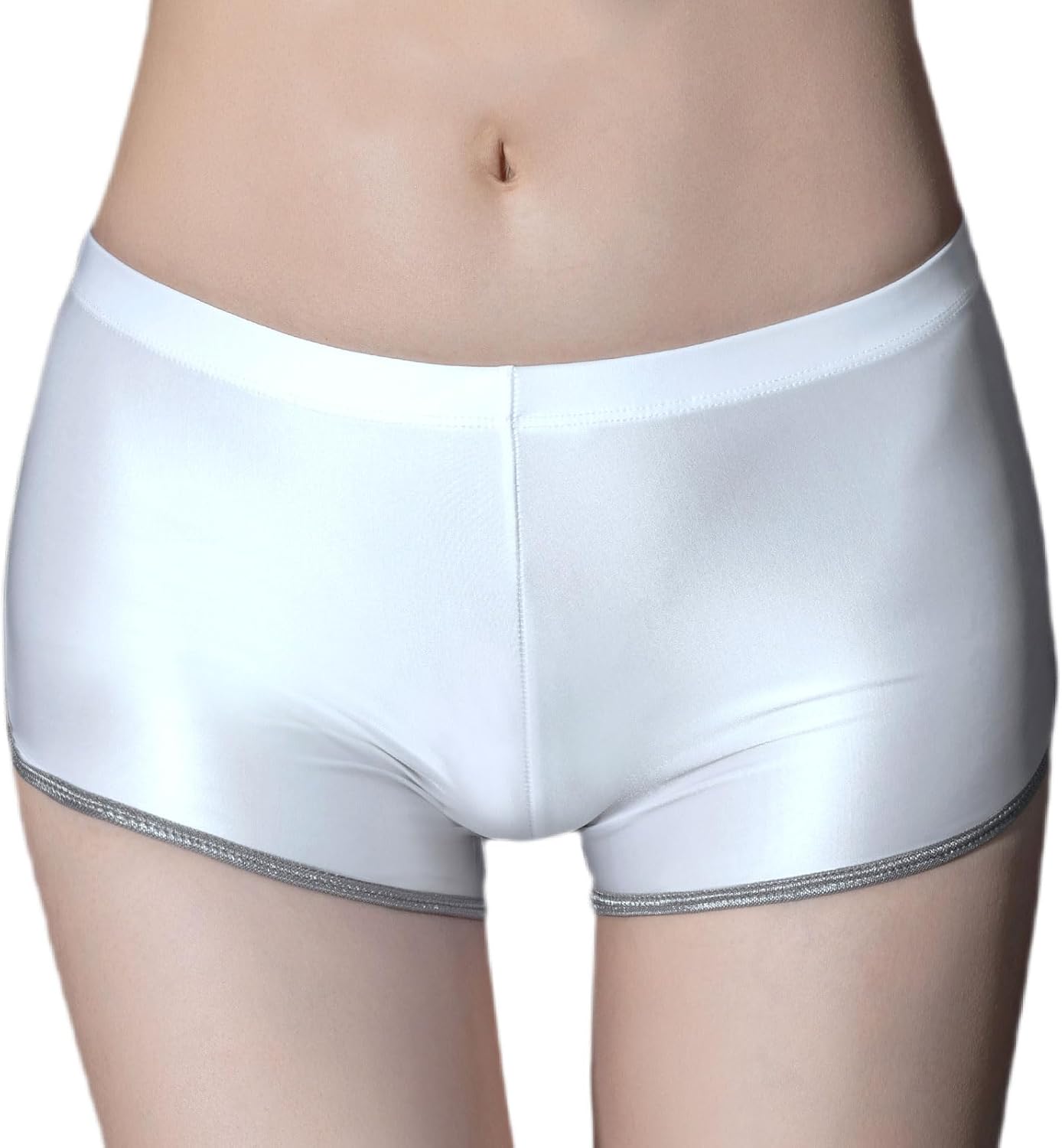 Women's Sexy Oil Shiny Glossy Booty Shorts Sheer Low Rise Panties Underwear Stretch Rave Boxer Briefs