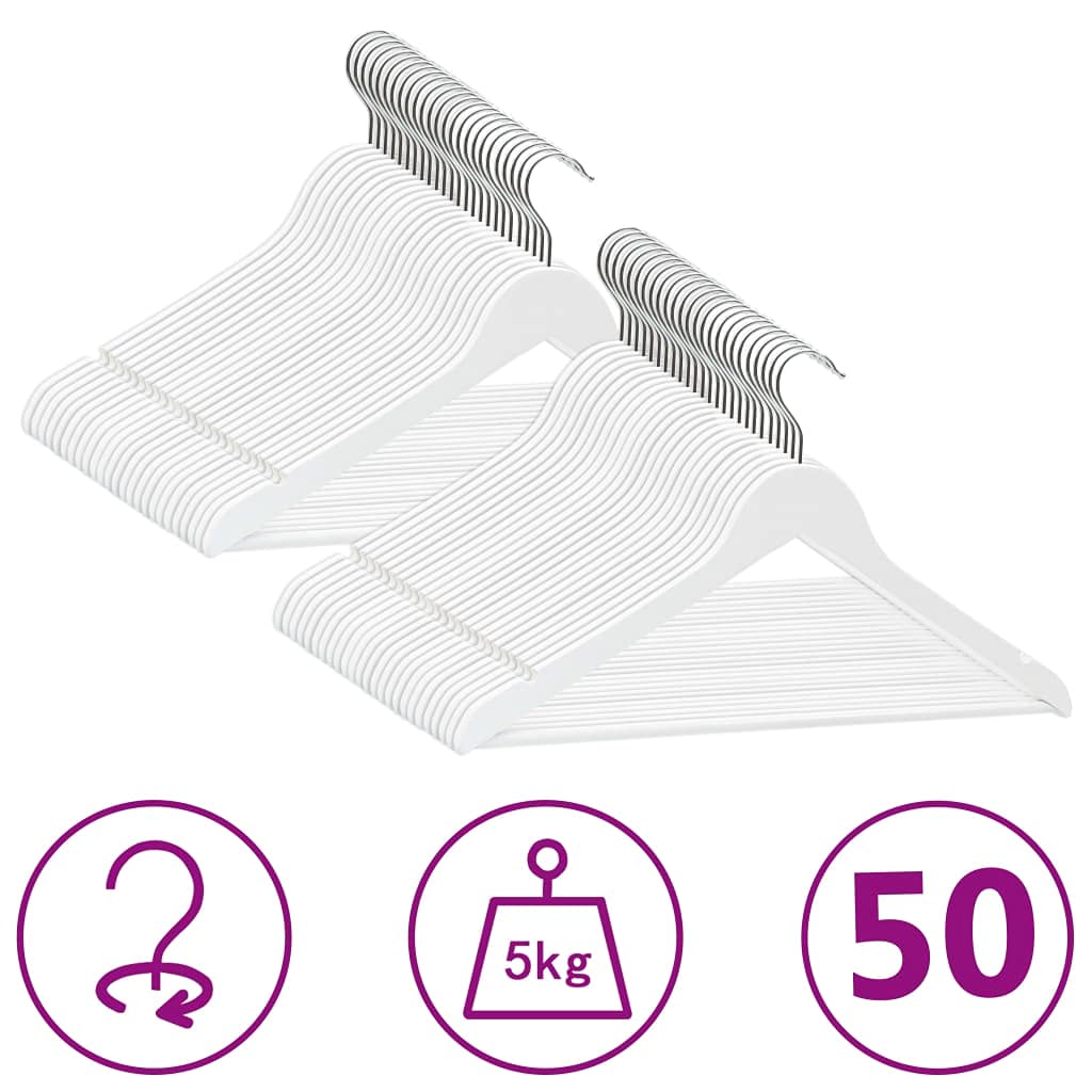 Genérico Juego de Perchas Ropa 50 uds Antideslizantes Madera Dura Blanco,Casa y jardín,Productos del hogar,Organización y Almacenamiento,Almacenamiento de Ropa y armarios,Perchas-289915