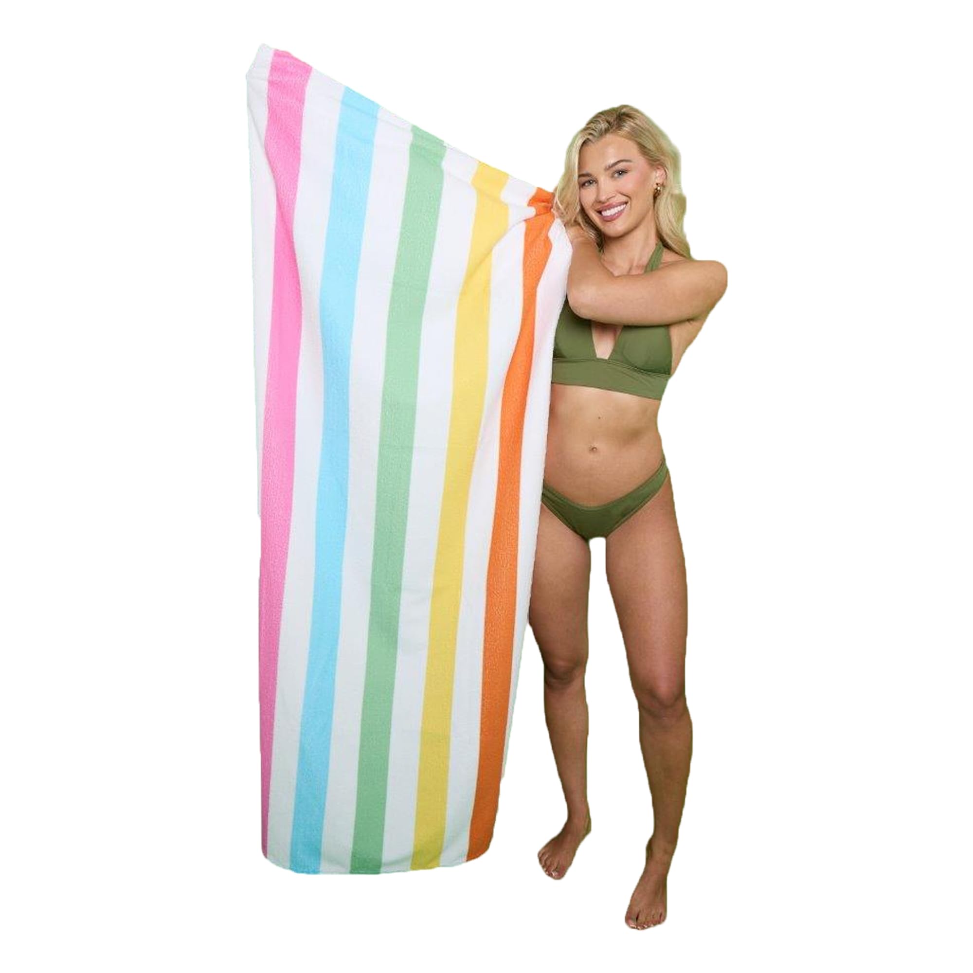 Lions Beach Towels - 100% Polyester - Sand Free Cabana Stripe Beach Towels for adults 100x200cm - Extra Large Microfibre Pool Towel, Quick Dry Lightweight, Ideal for Swimming