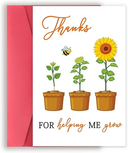 YiKaLus Tarjeta de agradecimiento por ayudarme a crecer, gran tarjeta de agradecimiento para profesores, mamá y papá, divertidos regalos de