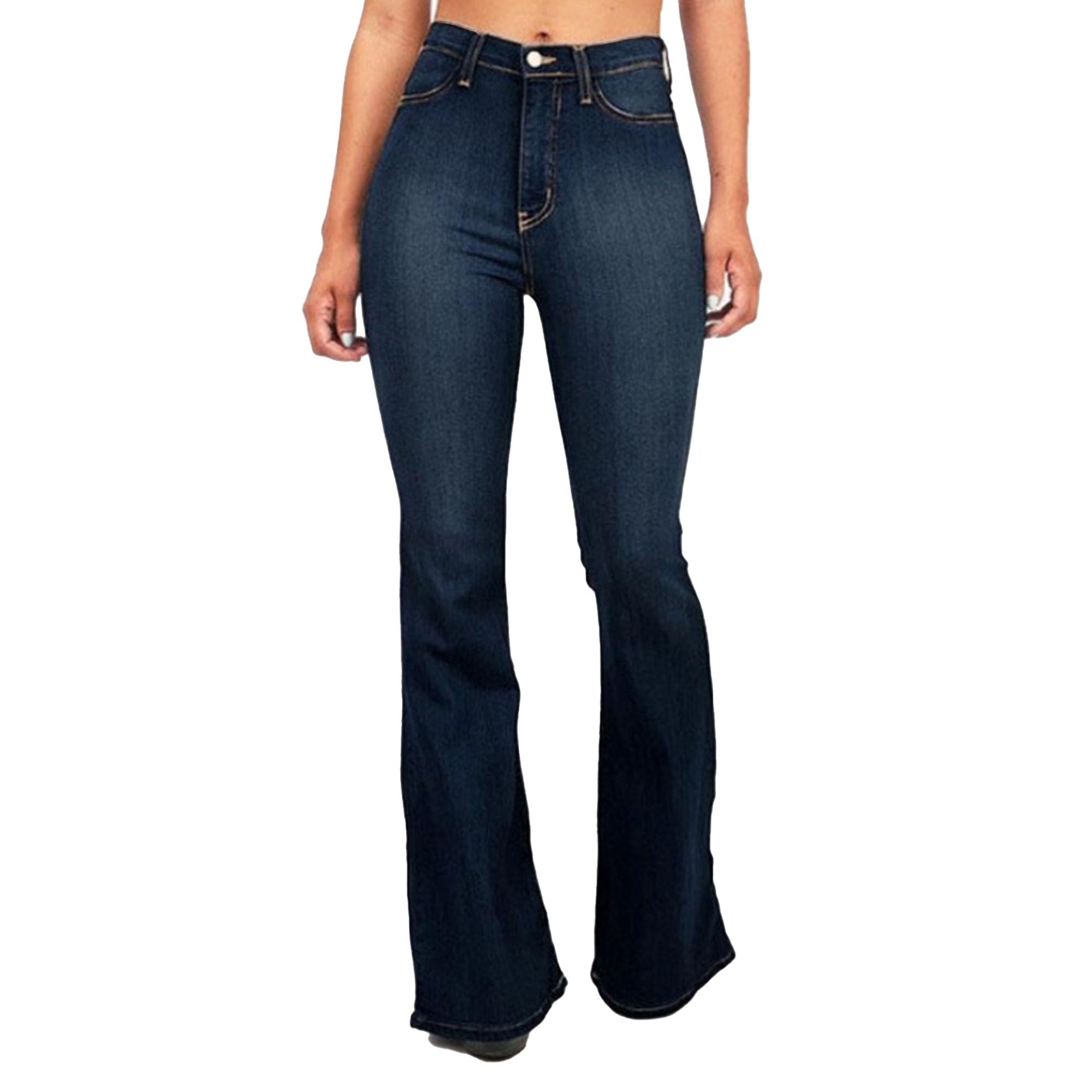 Maiyifu-GJ Bottom Jeans for Women Low Rise Flare Butt Lifting Mid Bootcut Denim Trousers Plus Size Wide Leg Denim Pants (DarkBlue3,XX-Large)