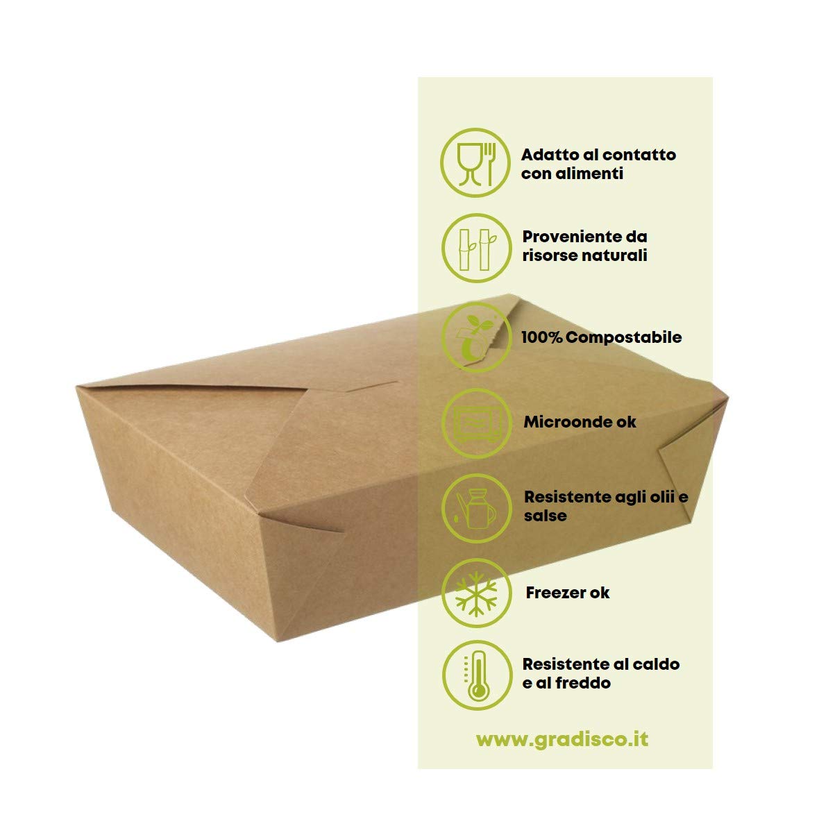 35 Pezzi – DeliBox Scatole da Asporto. Box Kraft in Cartone con Coperchio Pieghevole con Linguetta per sigillare. Eco Friendly, Ideale per Delivery. 35 Contenitori 2000ml