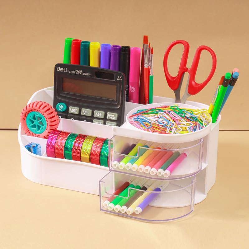 Image of Make Up Organiser Cosmetic Storage Box with Drawers Dressing Table Organiser Makeup Box Beauty Organiser Large Makeup Box for Nail Polish Lipstick0895 White