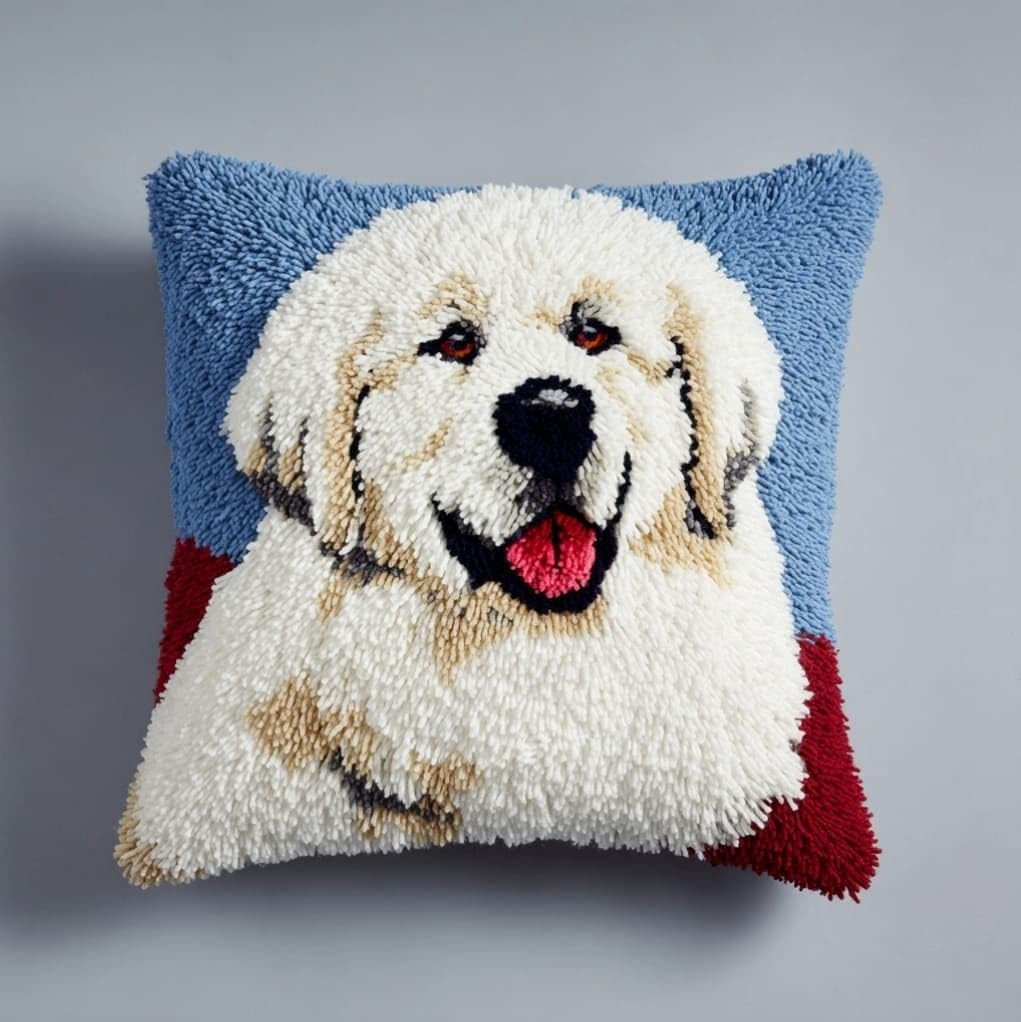 AxiangziK Latch Hook Pillow Kit for Beginners,Great Pyrenees Dog