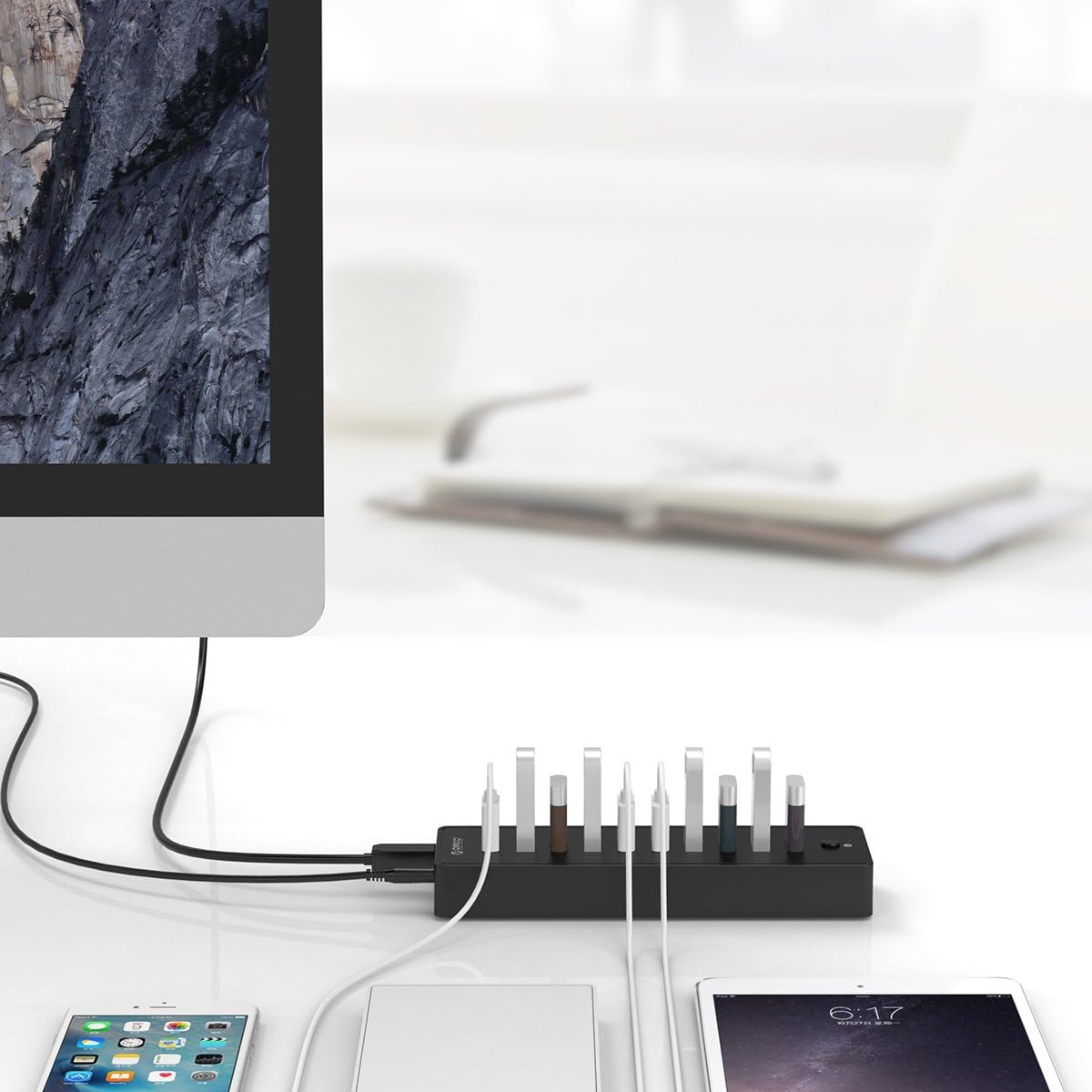 ORICO USB 3.0 Hub 10 Ports mit Netzschaltern und Netzteil 48W (12V4A), 5 Gbps Highspeed Datenhub für Desktop PC Computer Notebook MacBook iMac, Einschließlich Datenkabel Netzadapter Netzkabel