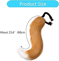 Vista 2 de Cola de zorro, pelo sintético, cola de zorro para Halloween, cosplay, disfraz de cola de zorro ajustable para adultos, fiesta
