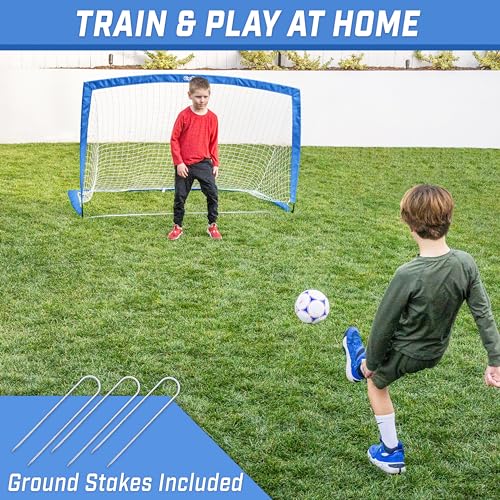 Image of GoSports Portable Soccer Goals for Kids - 13 Color Options - Choose 4 x 3 ft or 6 x 4 ft - Team Tone Pop Up Nets for Backyard