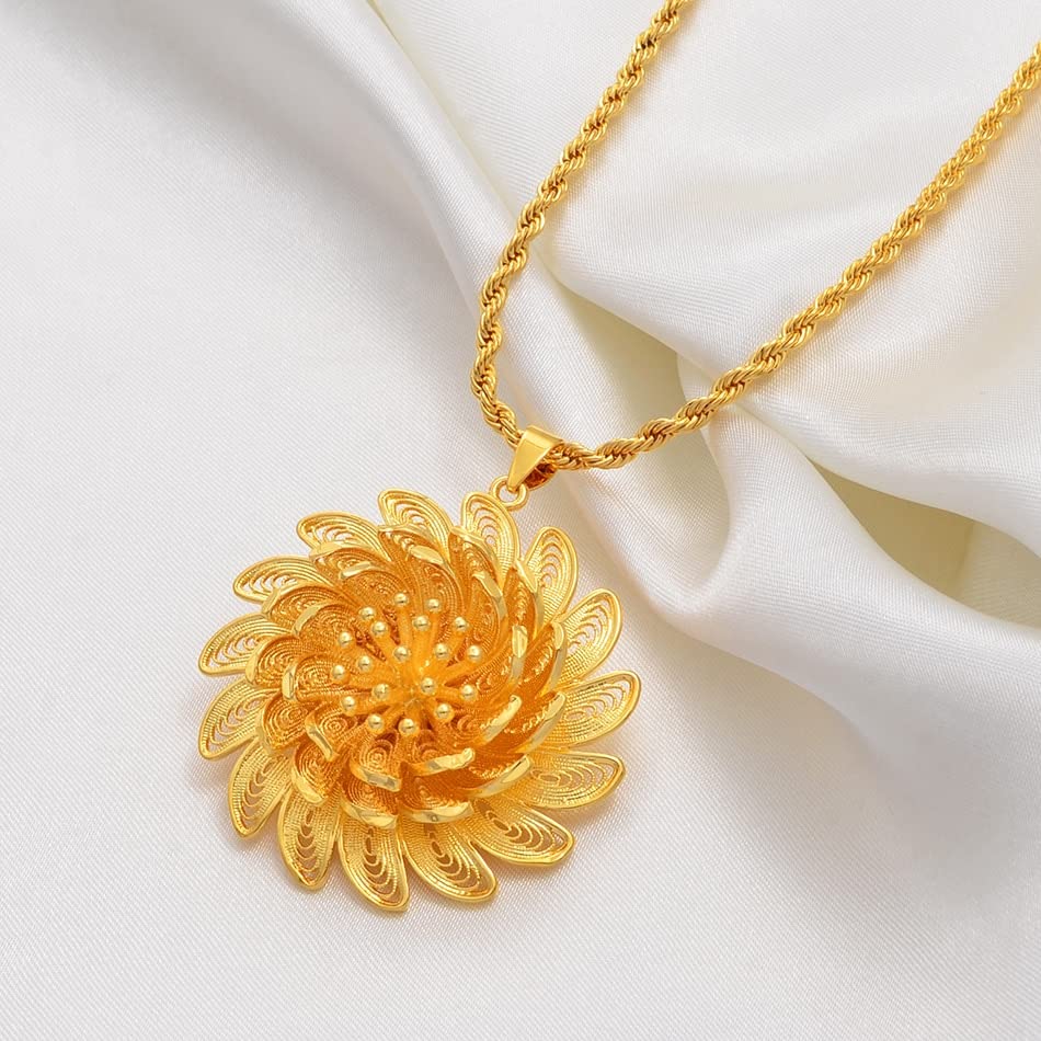 Amazon.com: African Flower Pendant Necklaces for Women Men Gold Color  Hawaiian Islands Chuuk Guam Jewelry : Clothing, Shoes & Jewelry