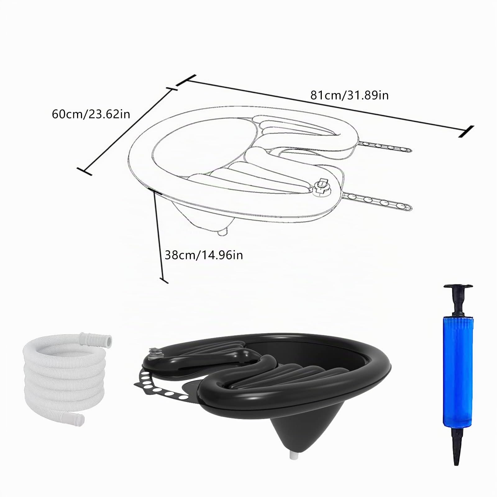 CDIYTOOL Lavabo inflable portátil para champú, lavabos plegables de PVC para lavarlos con discapacidad, mujeres embarazadas, niños y personas mayores en la cama y en casa (color negro), 1artículo