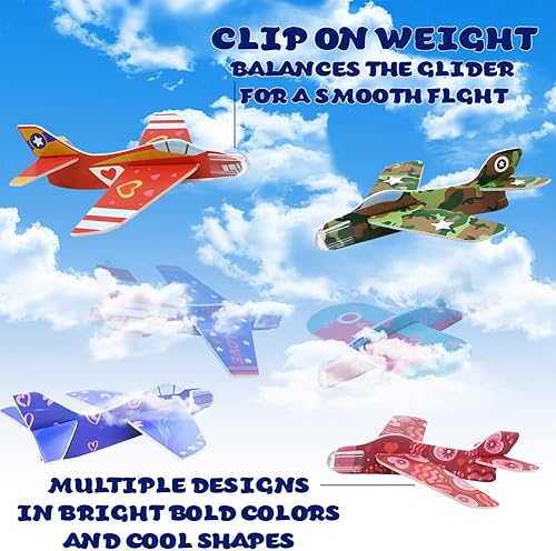 Miniatura 5 de DINESIL Paquete de 28 aviones de espuma para rellenos de cestas de Pascua, rellenos de huevos de Pascua, aviones planeadores de papel para recuerdos