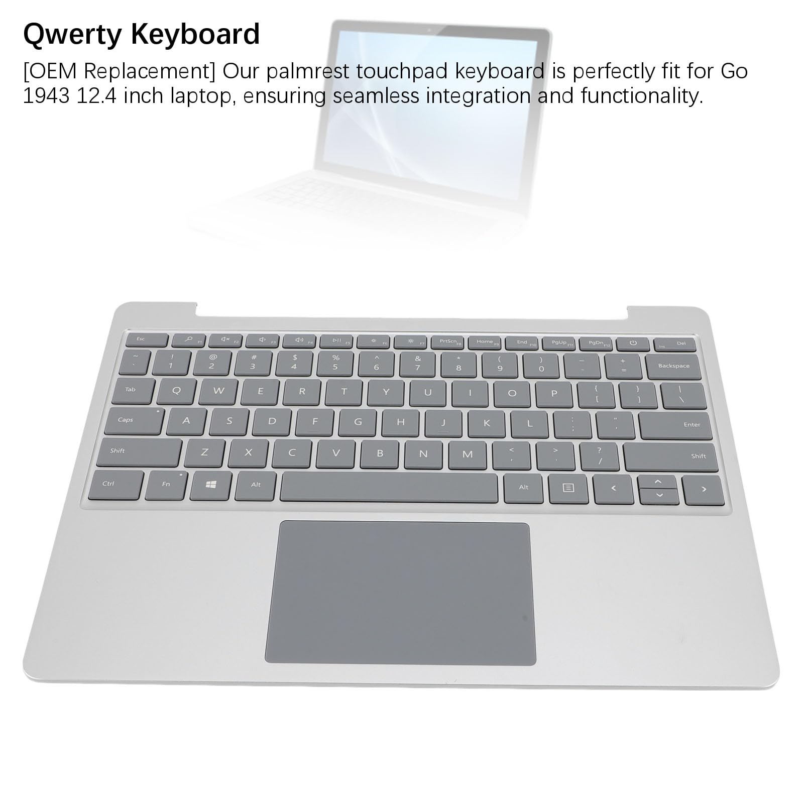 Tastiera Touchpad per Laptop, Layout Qwerty di Ricambio OEM per Go 1943, Tasti Reattivi per Studenti e Professionisti, Argento