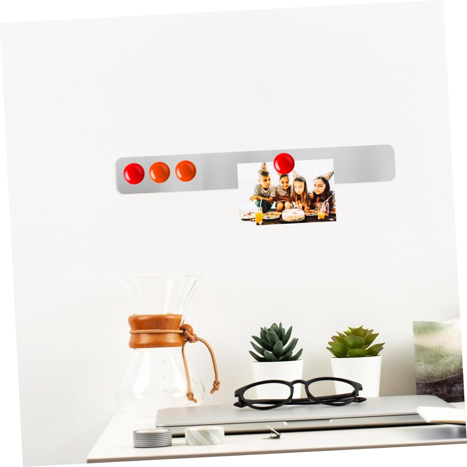 2Pcs Self Adhesive Bulletin Board Metal Strips Back Adhesive Strips for Photo Wall Memo Board Easy Installation for Photos Notes Display