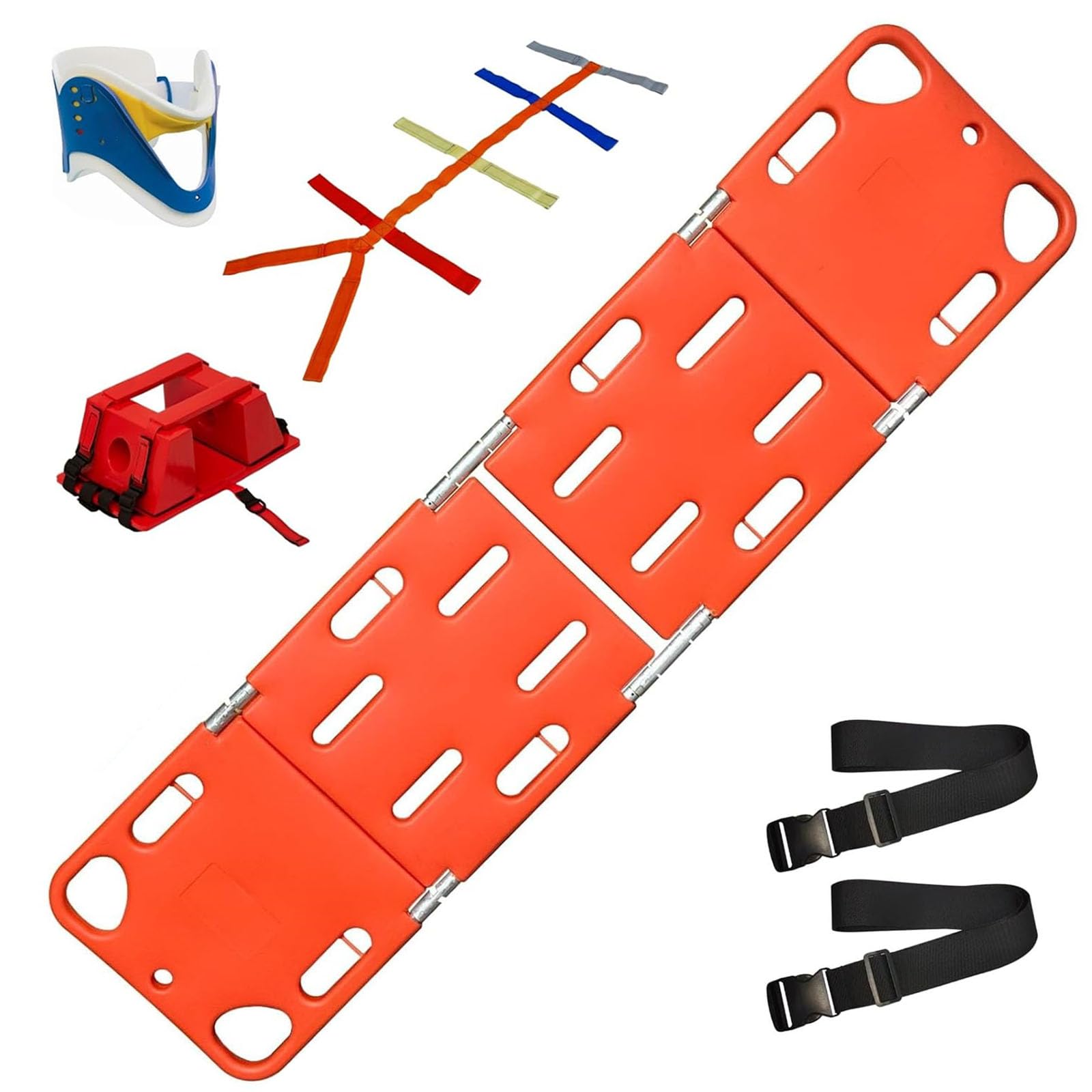 Civière Pliable avec Plaque Dorsale - Planche Dorsale Portable à Eau pour hôpitaux, cliniques, domiciles et installations Sportives - Civière de Transport légère à Quatre Volets