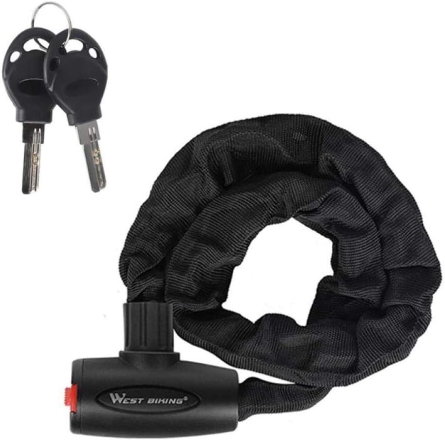 Bike Lock, Bike Lock Lock Steel Anti-theft Security Reinforced Bike Lock Chain Motorcycle Cycling Chain Lock with Key lock(0.9m)