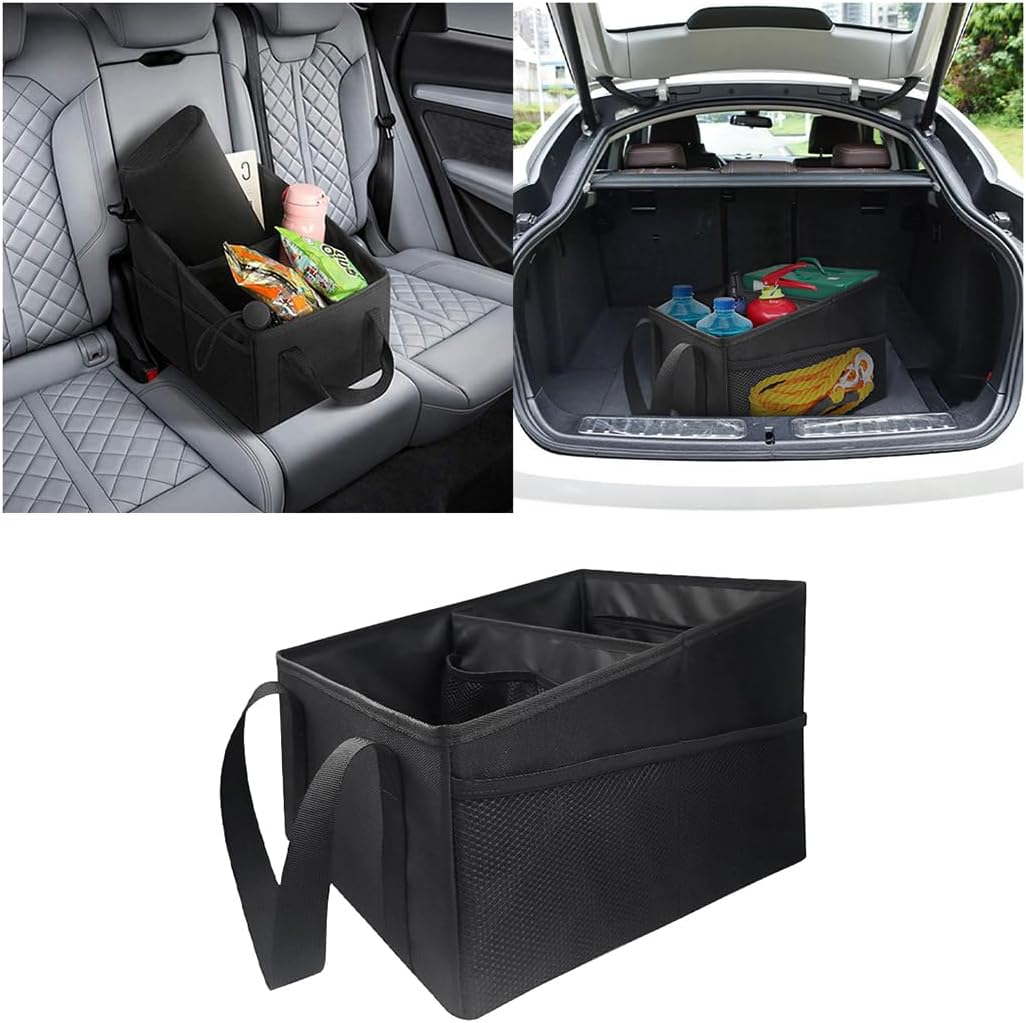JNNJ Car Trunk Organizer, Foldable Trunk Bag, Car Organizer Large Capacity Various Compartments Heavy Duty Waterproof, Car Accessories Interior Foldable Trunk Bag