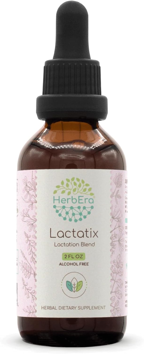 HerbEra Lactatix B120 Alcohol-Free Extract Tincture, Alfalfa Leaf, Moringa Leaf, Goat's Rue Herb, Fennel Seed, Fenugreek Seed. Lactation Blend 4 Fl Oz