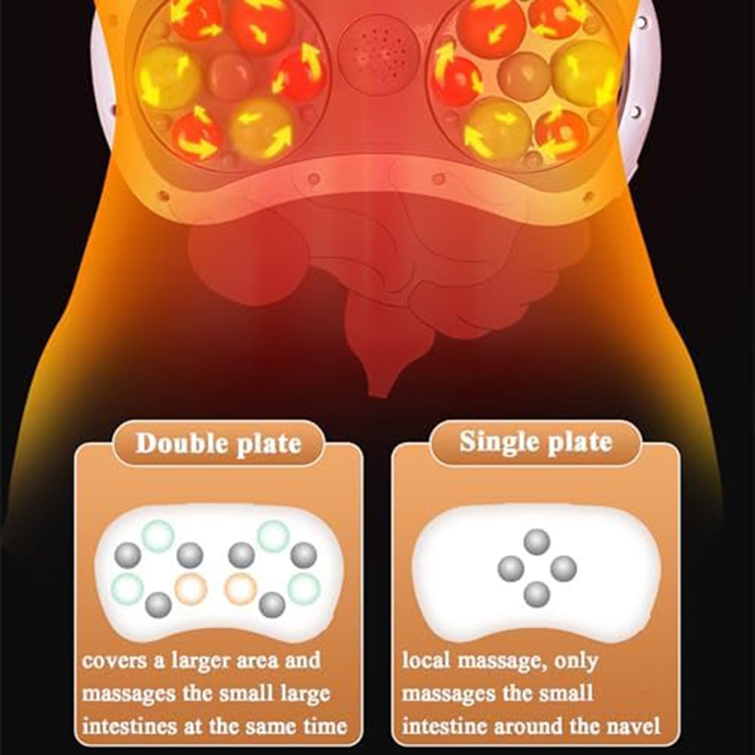 Bian Stone Bauchknetgerät,Bauch- Und Bauchmassagegerät Mit 30-Mm-Massagekopf Und 3 Einstellbaren Vibrationsintensitäten,3-Stufige Temperaturregelung Rotlicht-Heißkompresse Für Zu Hause