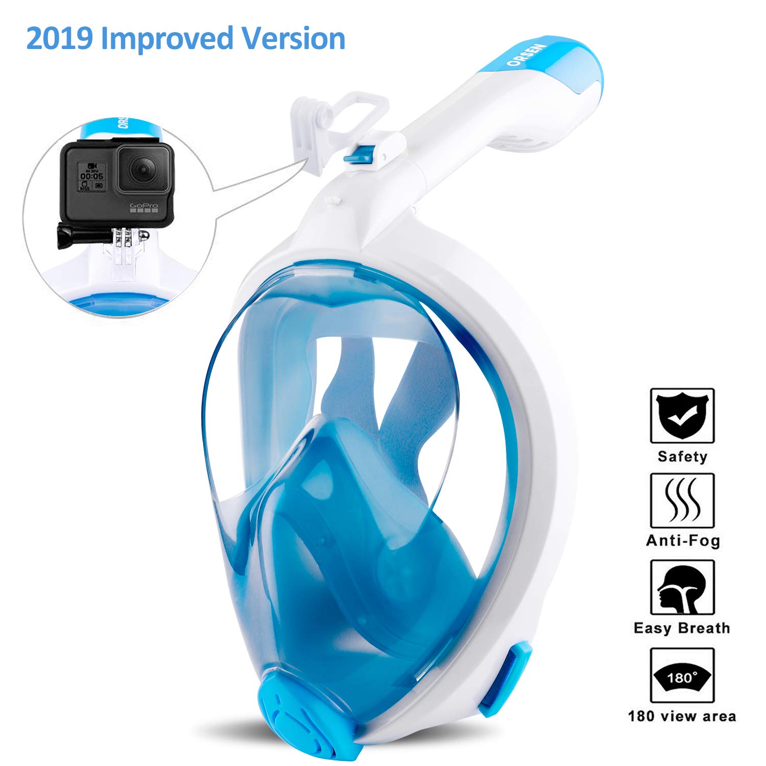 Buy ORSEN Newest Version Full Face Snorkel Foldable 180 Panoramic View