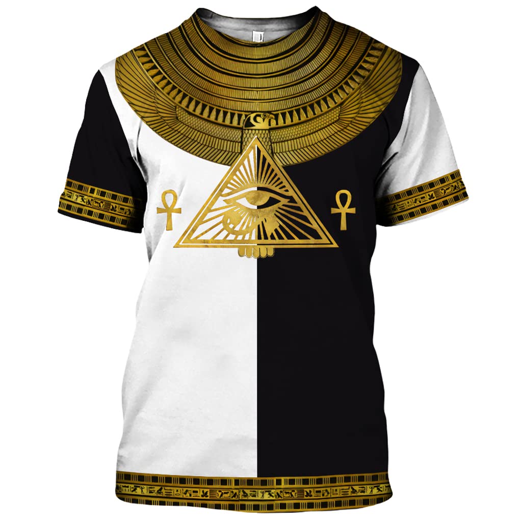 Breathable Mesh T-Shirt, Egyptian Pyramid Symbol 3D Print Summer Quick Dry Short Sleeve Men Sports Jersey,Style 15,L