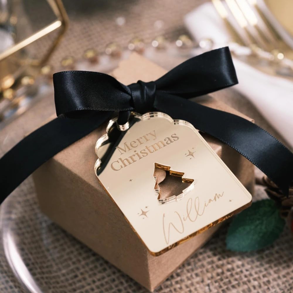Lot de 100 étiquettes de nom de Noël personnalisées pour décoration de crackers de Noël, étiquettes cadeaux festives