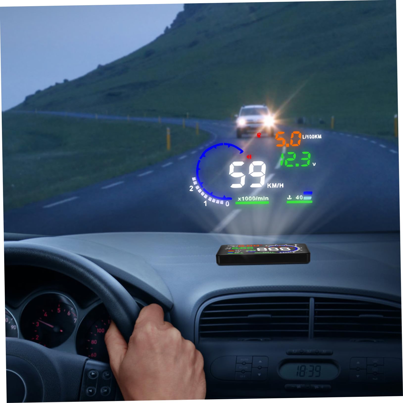 Display Auto Head-up con Proiezione Regolabile Schermo Riflettente Portatile per Velocità Promemoria Sicurezza per Viaggi Lunghi Tragitti Urbani e Guida Notturna