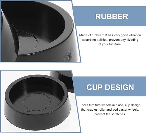 Miniatura 3 de DOITOOL Copas de goma para muebles, 4 posavasos antideslizantes para muebles, tapones redondos para ruedas, 1.9 pulgadas (negro)