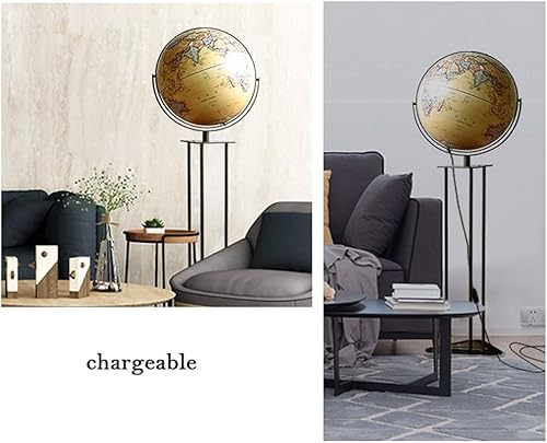 Miniatura 5 de Globo Terráqueo - Globo terráqueo iluminado de pie antiguo de 16.9 pulgadas de diámetro con soporte para trípode, océano antiguo, globo geográfico