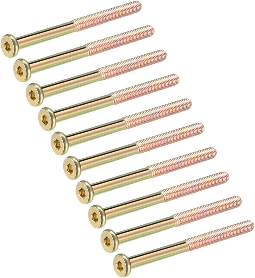 uxcell M8x150mm Furniture Screw Hex Socket Machine Screws Zinc Plated Fasteners Bolts Half Thread Carbon Steel 10Pcs