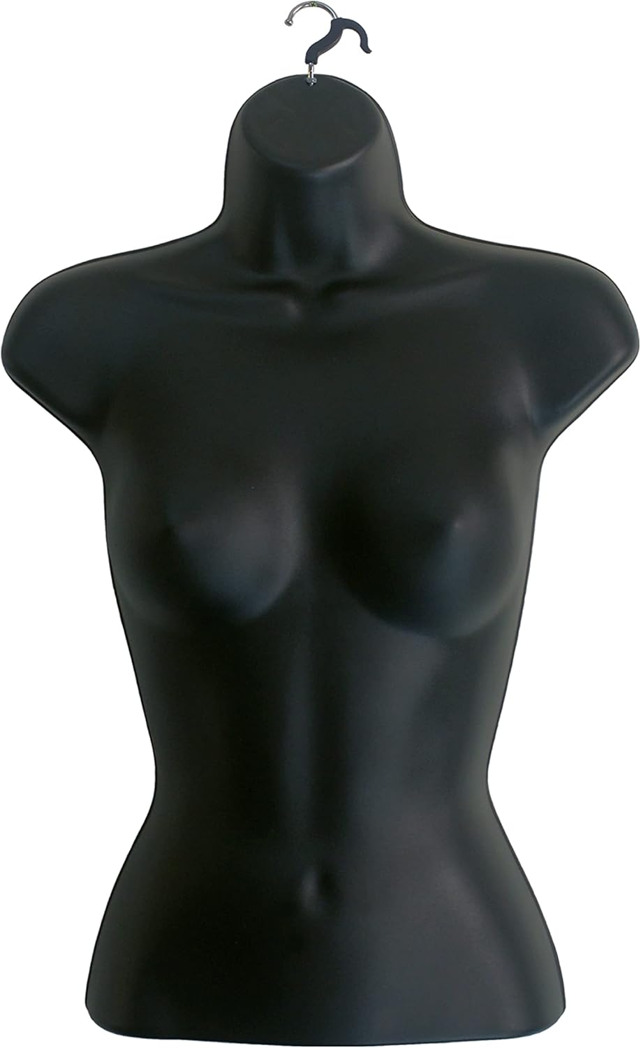 DisplayTown Male and Female Black Mannequin Torso Hollow Back Body Stackable Dress Form with Hanging Hooks for Tshirt Display, Countertop, Craft Shows, Photos and Design, S-M Clothing Size
