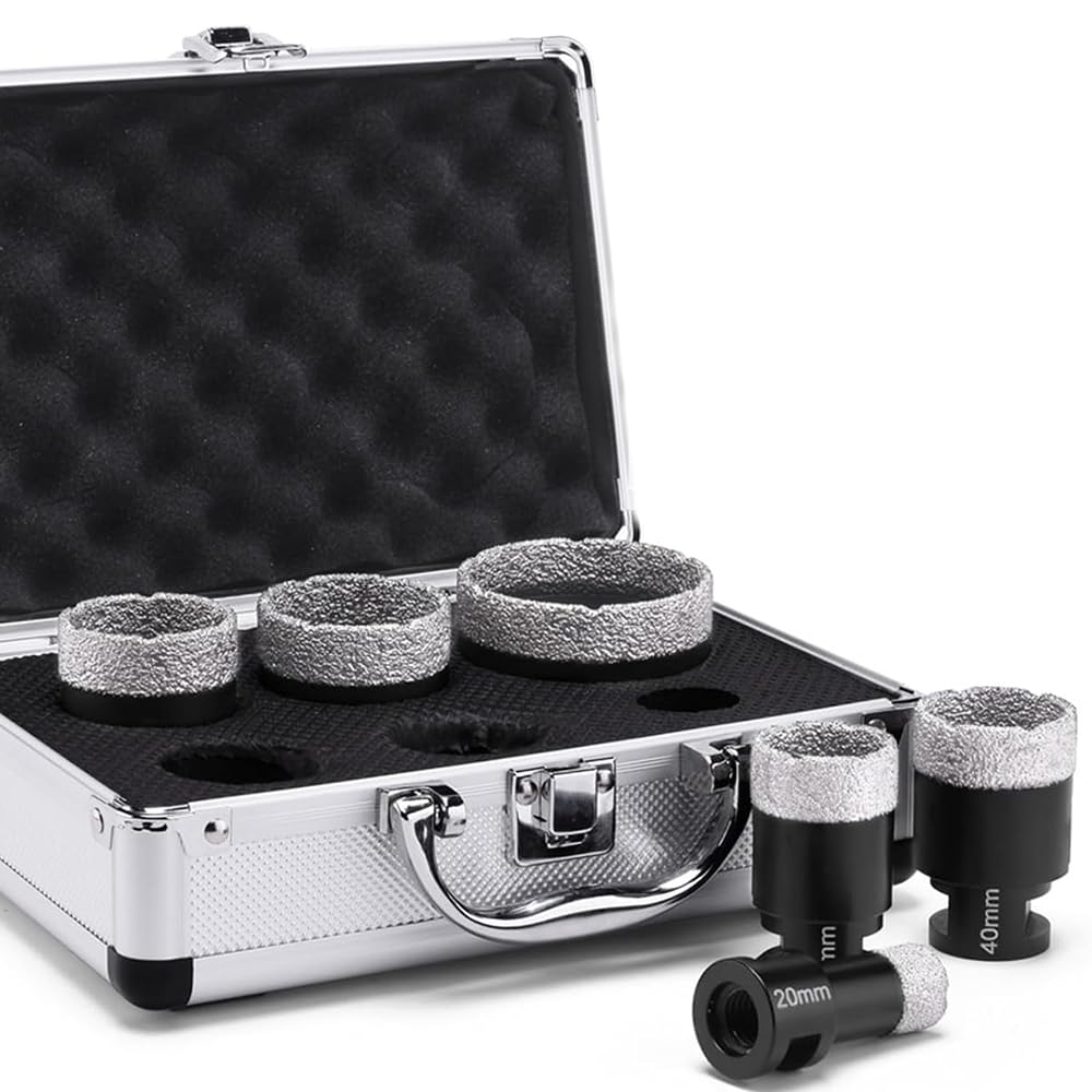 XIIW Coffret de Forets Diamantés pour Carrelage, Kit de Couronnes Diamantées M14 Premium 6 Pièces 20/35/38/40/50/68 mm Scie Cloche Diamant -pour Percer Matériaux Durs Céramique Marbre Maçonnerie