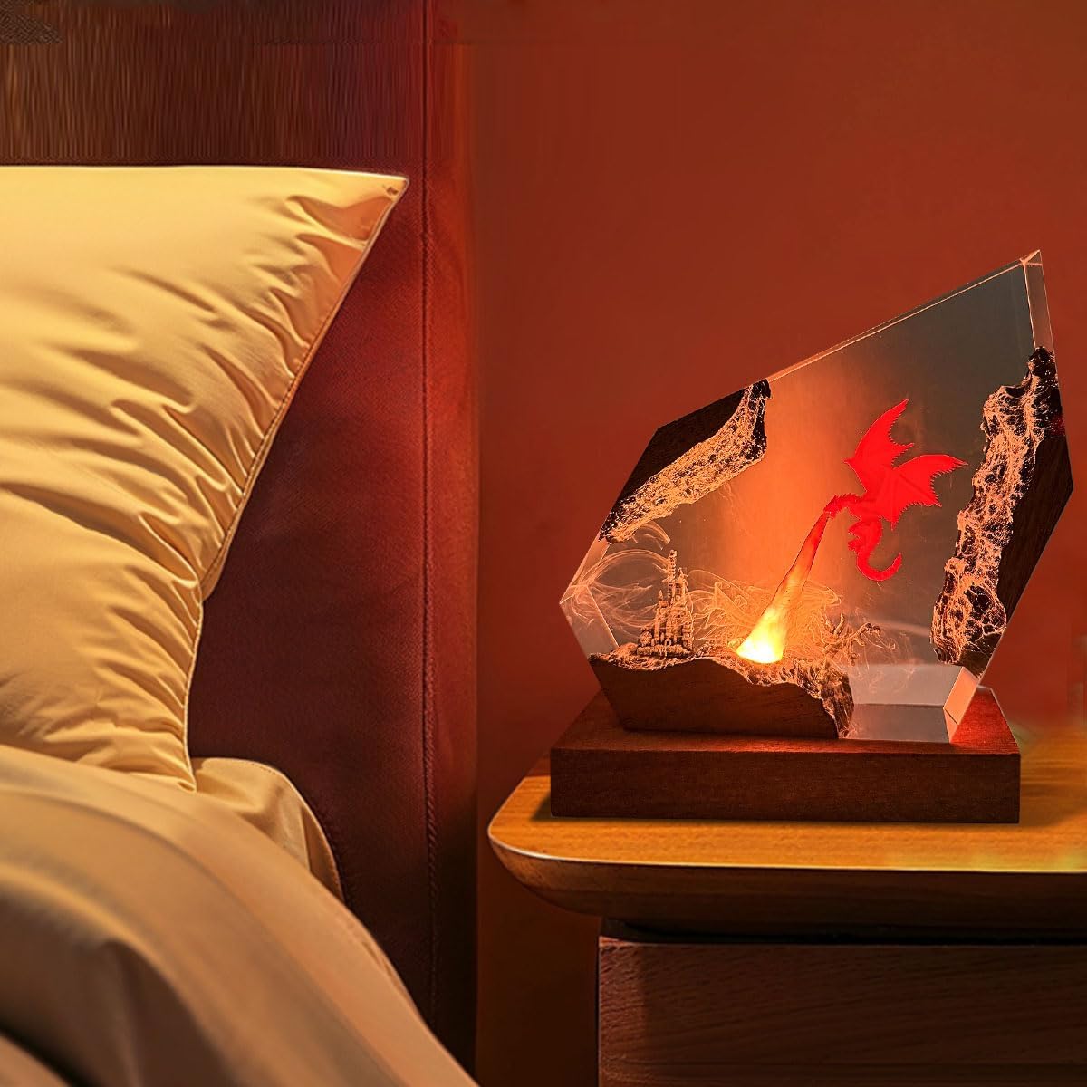 Epoxy Fire Dragon Resin Lamp, Handmade Resin Night Light with USB Port, Multi-Color LED Light, Ideal Home Bedroom Decor, Unique Birthday Holiday Gifts for Father Men Husband Boyfriend Him Kids (6"x4") - Image 7