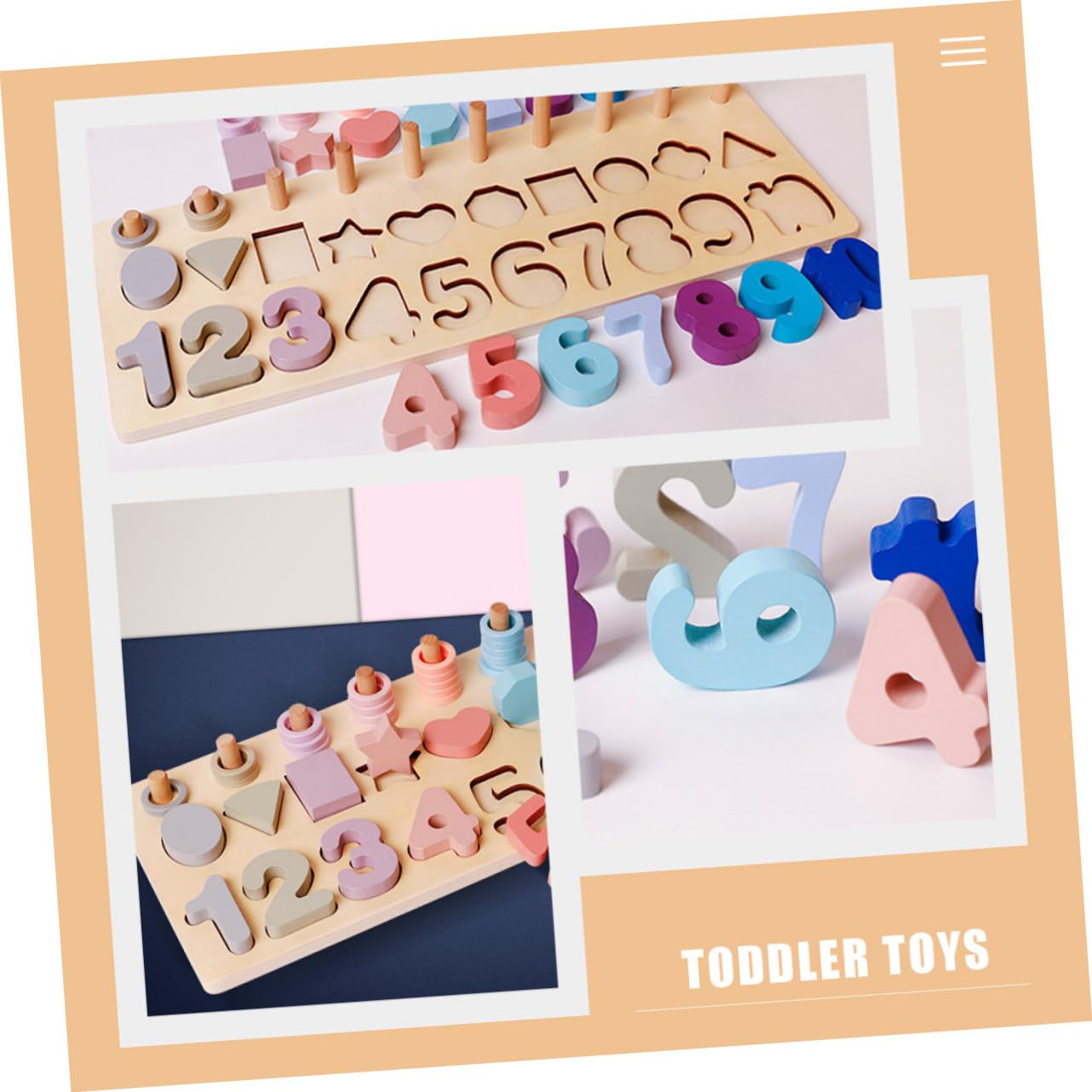 SOIMISS Juego Educativo De Madera Formas y Números para Niños Pequeños De 2 a 4 Años, Rompecabezas De Lógica y Combinación De Colores Pastel, Tablero 3 1 para Aprendizaje y Desarrollo Cognitivo