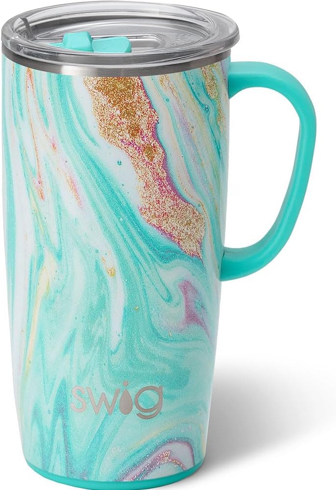 Swig Life22oz Travel Mug, Insulated Tumbler with Handle and Lid, Cup Holder Friendly, Dishwasher Safe, Stainless Steel, Travel Coffee Cup, Insulated Mug with Lid (Wanderlust)