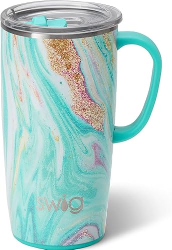 Vista 17 de Swig Life - Taza de viaje de 22 onzas, vaso con aislamiento y asa con tapa, apto para portavasos, apto para lavavajillas, de acero inoxidable, taza