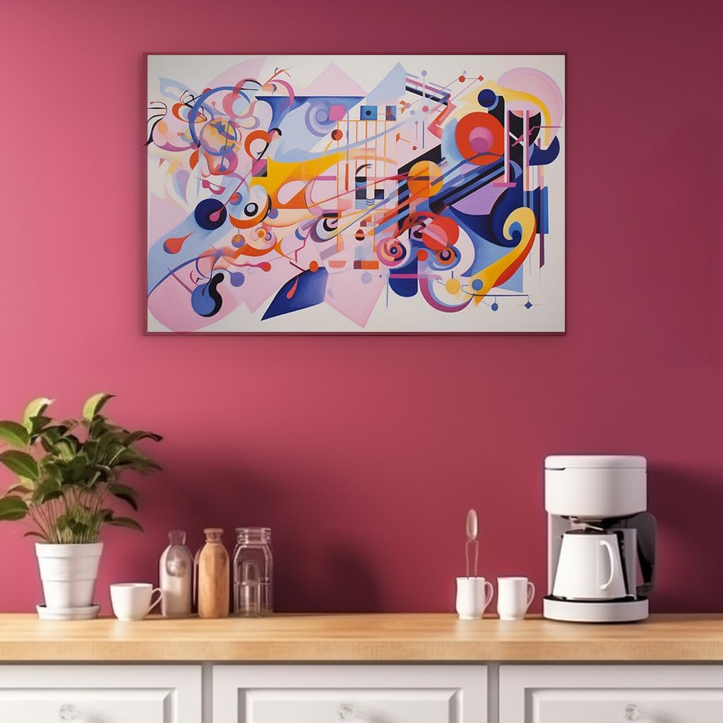 Canvas for Living Room. Harmonious Hues Dance in an Abstract Tapestry of Shape and Color, 27 x 18 inch Canvas Wall Art - Contemporary Masterpieces - Modern Home Decor