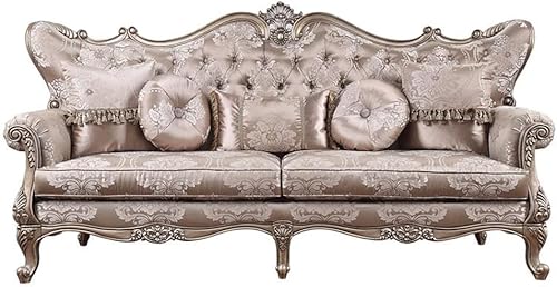 Miniatura 3 de Acme Jayceon Sofá capitoné de tela con 5 almohadas en beige champán