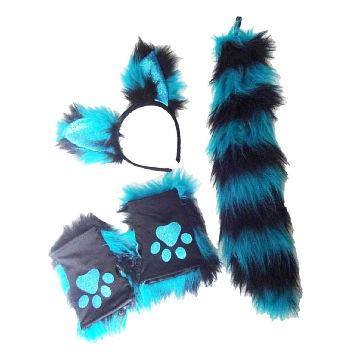TOPBATHY 5 Juegos Diadema de Peludo Azul de Felpa para Cosplay y Fiestas