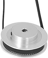 Vista 9 de Juego de polea de sincronización de aluminio de rueda síncrona, 20 dientes, 60 dientes con 11.024 in de longitud, 0.236 in de ancho, correa