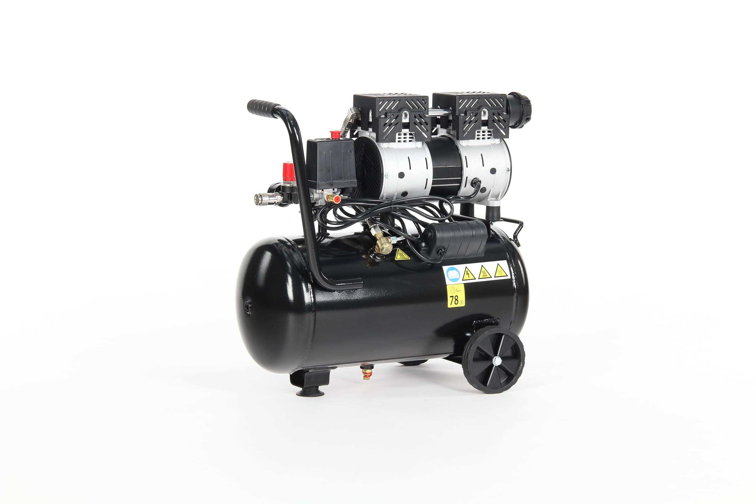 FIAC Geräuscharmer Mobiler Luftkompressor SUPERSILENT 24, Ölfrei, Maximaler Druck 8 Bar, 1 PS, 24-Liter-Tank, Geräuschpegel 58 dB LpA