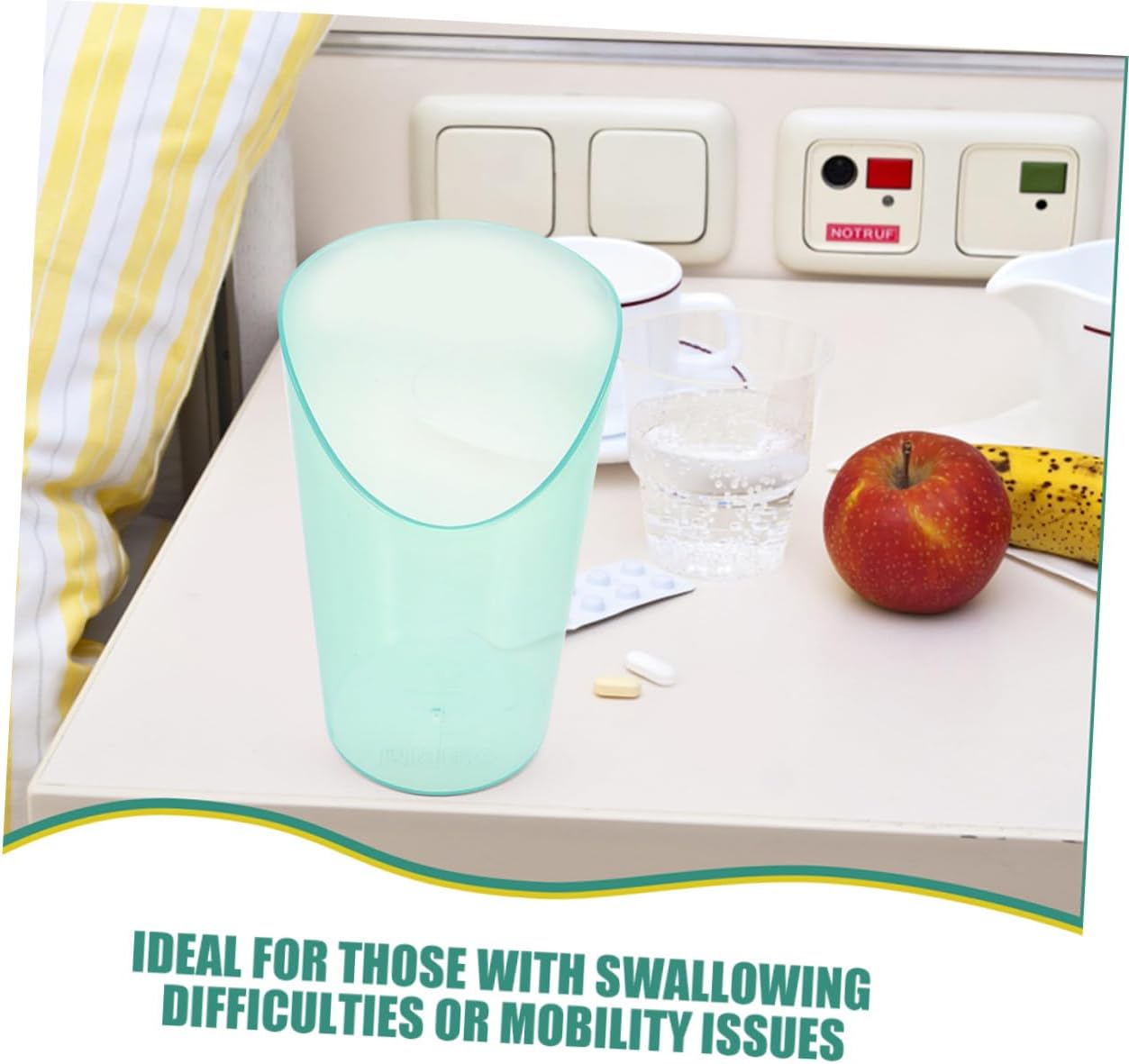 Mikinona 2pcs Elderly Care Feeding Cups Tilted Design Anti-leak Drinking Mugs for Disabled Adults Bedridden Patients Reusable Plastic Cups for Water Juice