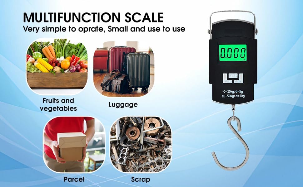 Image of EDNITA Hanging Weight Machine Electronic Portable Digital LED Screen Luggage Weighing Scale, 50 kg /110 Lb For Multi-Purpose Use